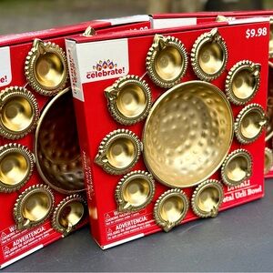 Gold Metal Urli Bowl Set of THREE NEW!!! Diwali/Bohemian/Hippie/Holiday